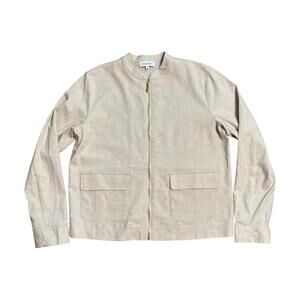 Calligraphie Women's Beige Linen Gold Accent Full Zip Lightweight Jacket Size S